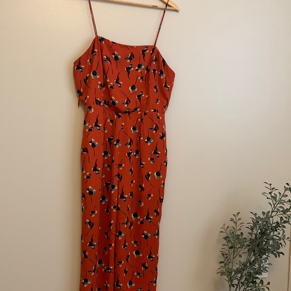 Burnt Orange floral jumpsuit size medium by Sienna Sky!